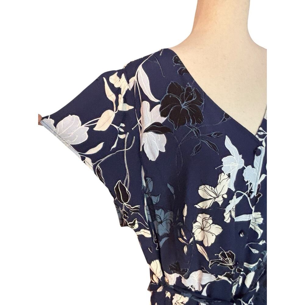 Talbots Plus Size 18W Navy Blue Floral Belt Dress Midi NEW NWT - Picture 4 of 11